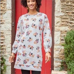 Matilda Jane Floral Tunic Sweatshirt Dress L 100% Cotton NWOT